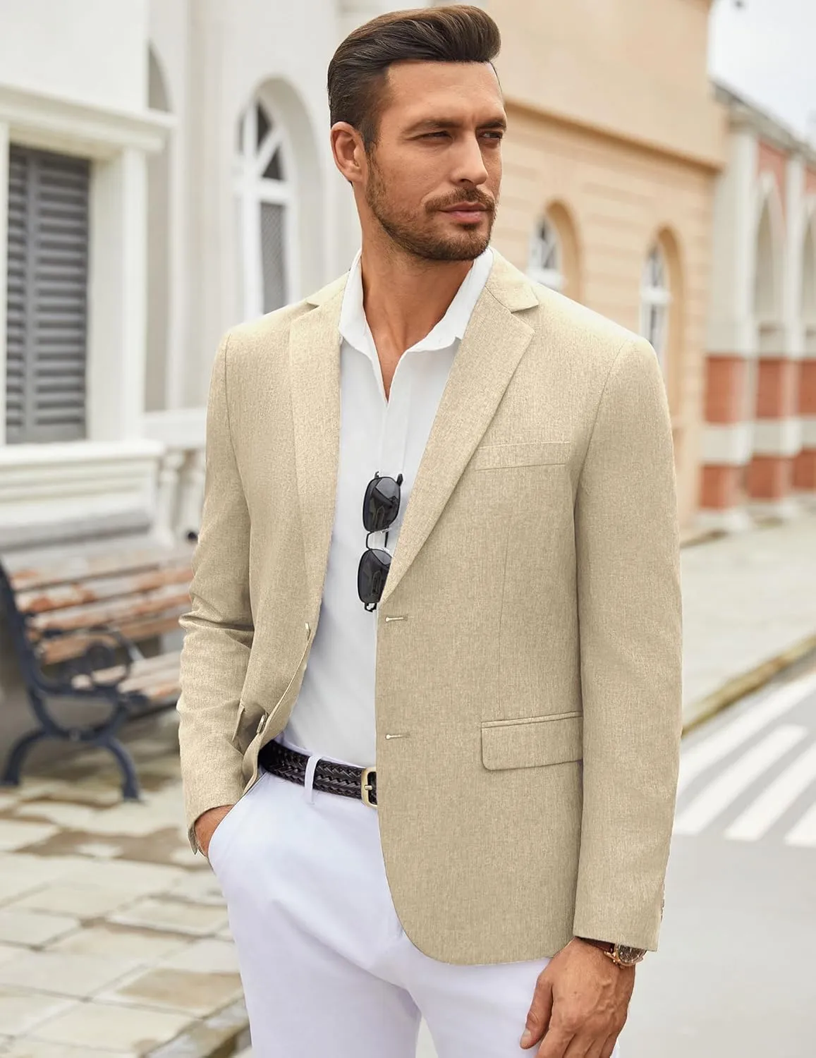 COOFANDY Men's Casual Blazer Lightweight Unlined Sport Coat Regular Fit Two Button Suit Jacket