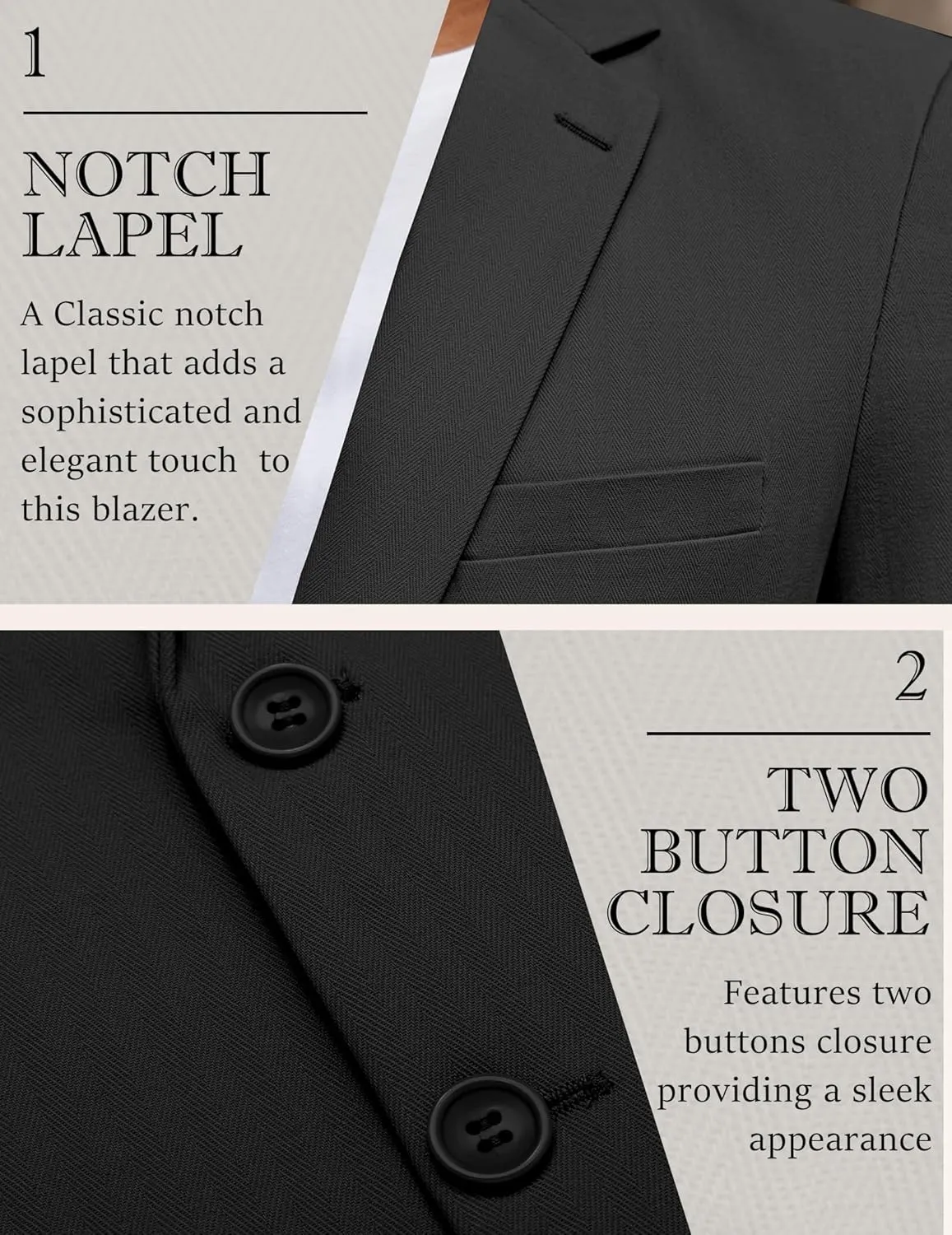 COOFANDY Men's Casual Blazer Slim Fit Herringbone Sport Coats Two Buttons Heavyweight Cotton Suit Jacket