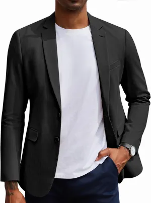 COOFANDY Men's Casual Blazer Slim Fit Herringbone Sport Coats Two Buttons Heavyweight Cotton Suit Jacket