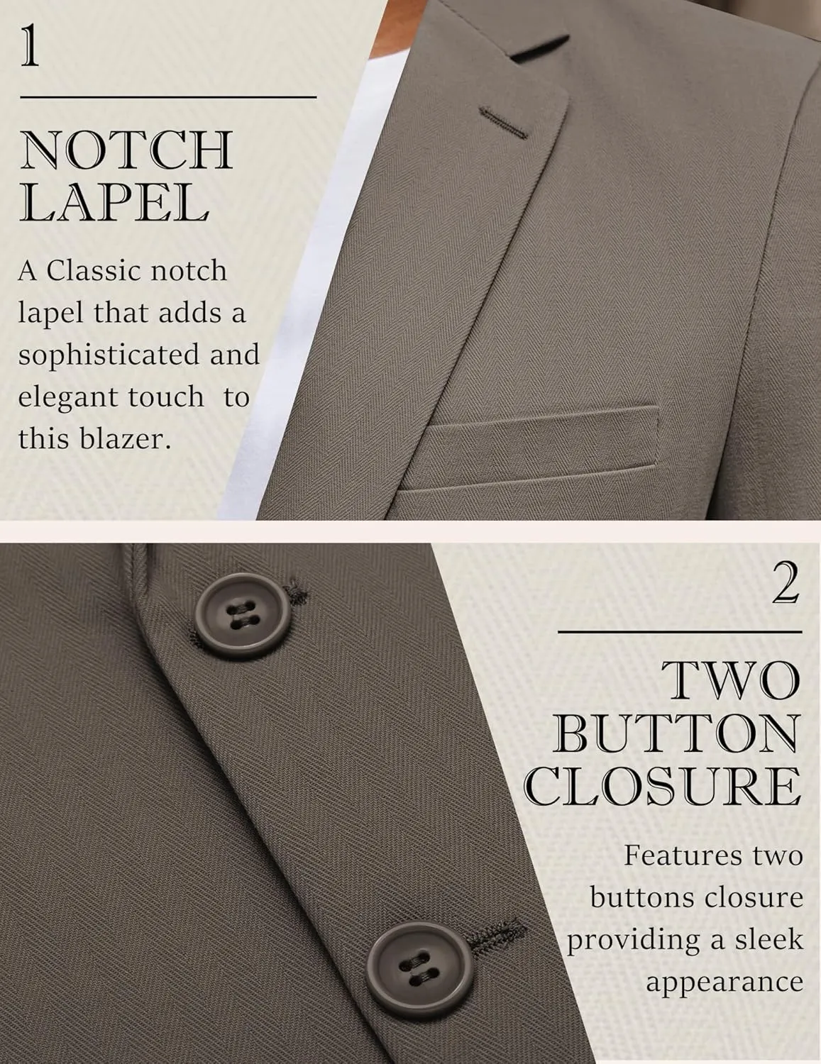 COOFANDY Men's Casual Blazer Slim Fit Herringbone Sport Coats Two Buttons Heavyweight Cotton Suit Jacket