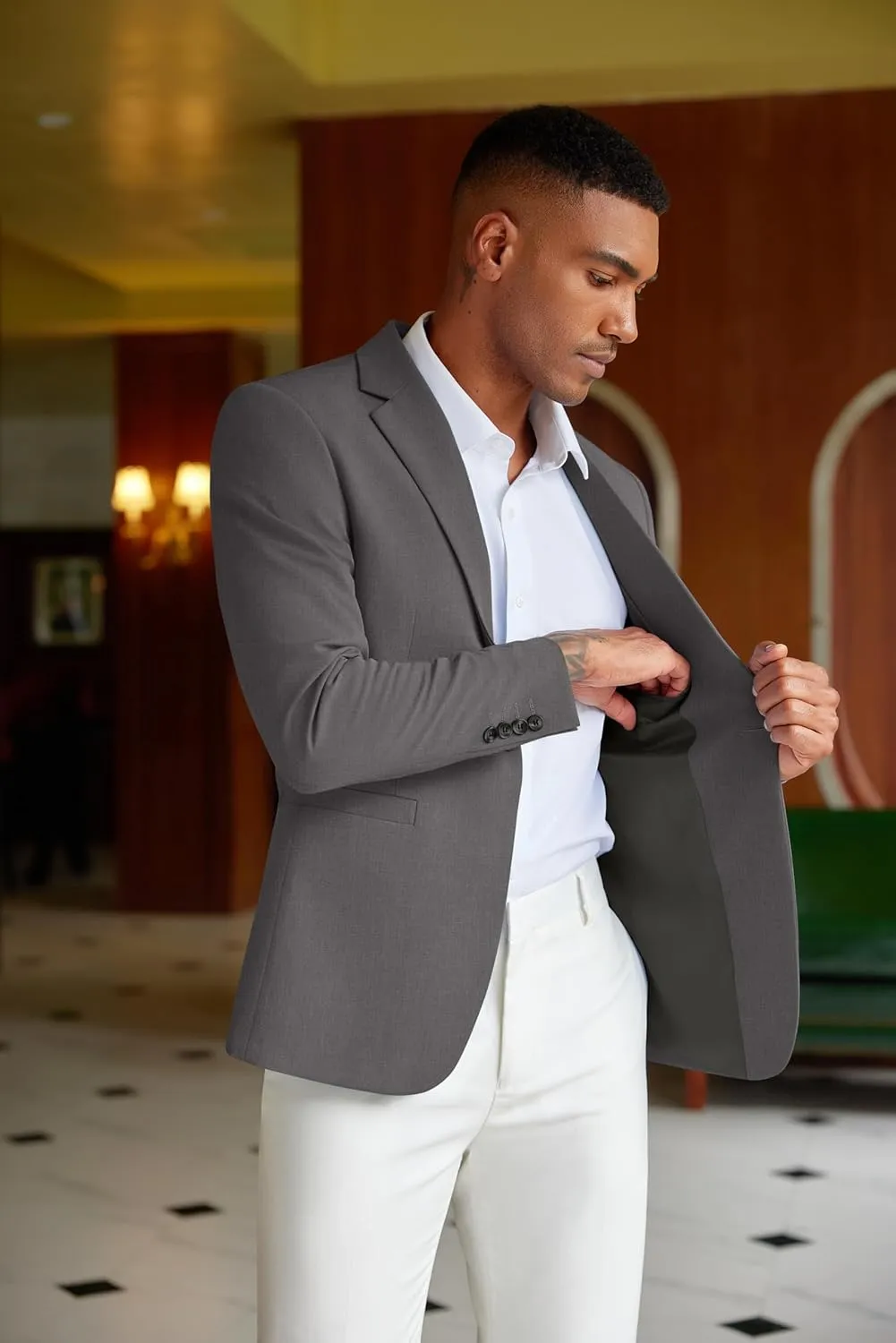COOFANDY Mens Casual Blazer Slim Fit Suit Jacket Lightweight One Button Business Sport Coats