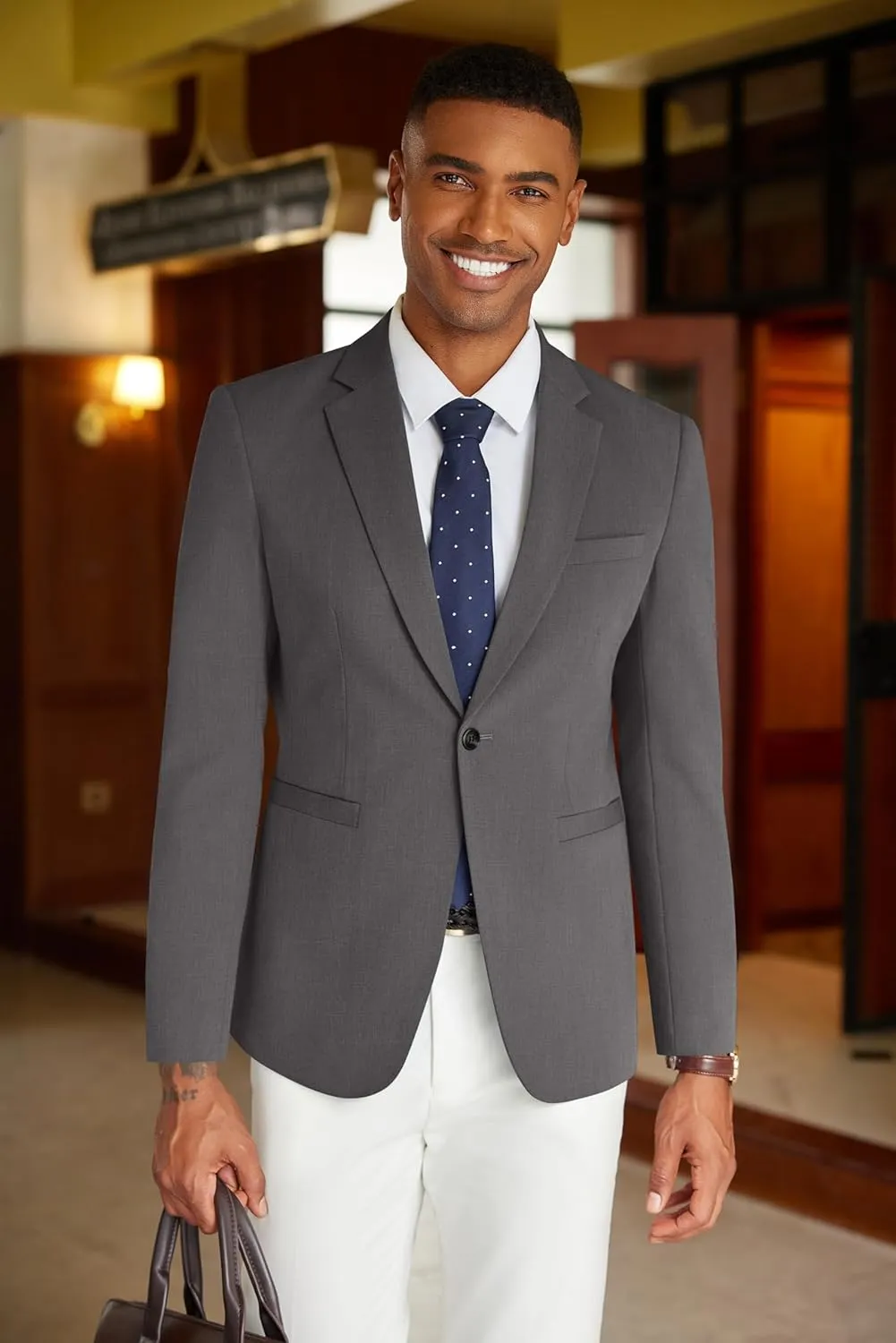 COOFANDY Mens Casual Blazer Slim Fit Suit Jacket Lightweight One Button Business Sport Coats