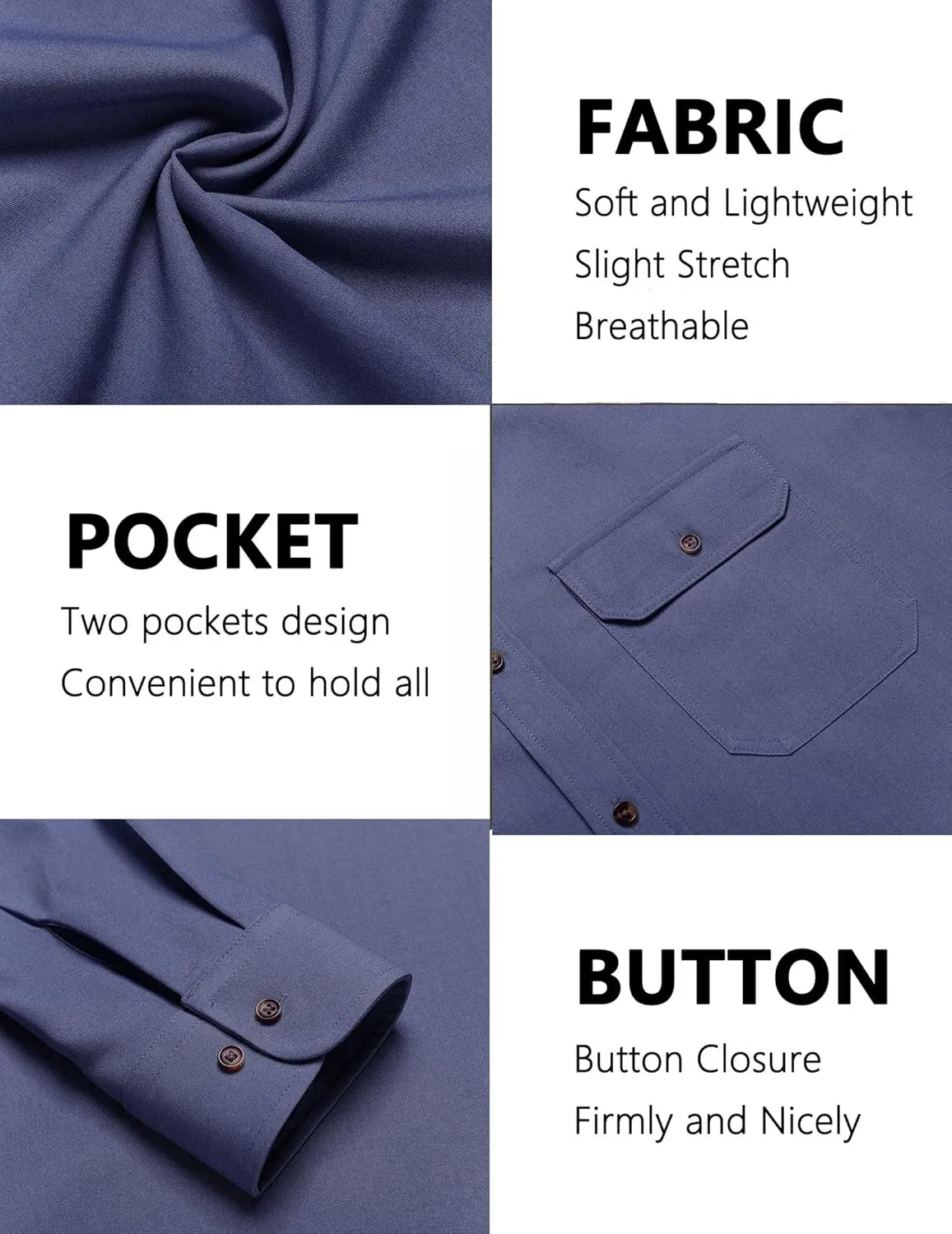 COOFANDY Mens Casual Button Down Shirts Long Sleeve Wrinkle-Free Shirt Lightweight Shirt Jacket