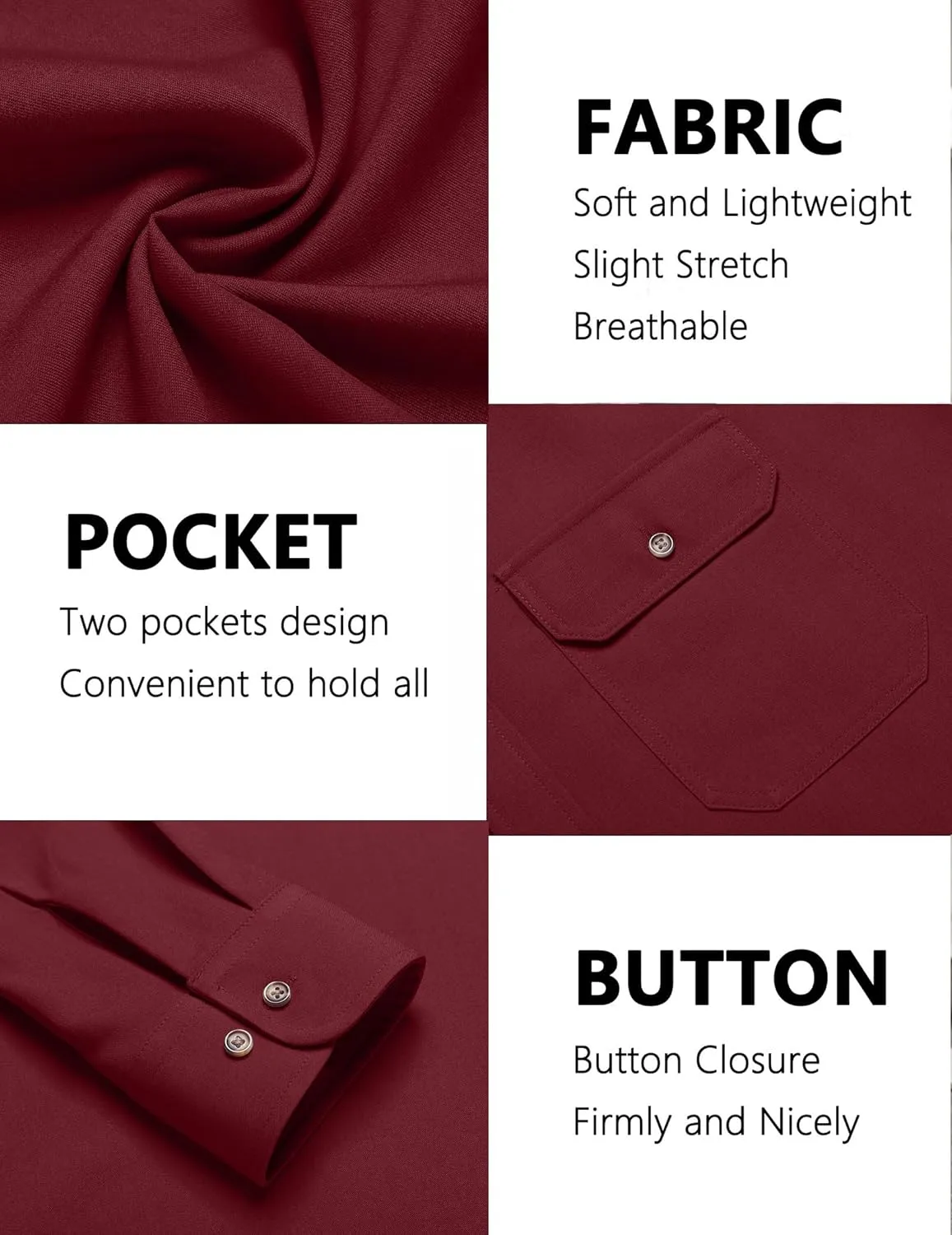 COOFANDY Mens Casual Button Down Shirts Long Sleeve Wrinkle-Free Shirt Lightweight Shirt Jacket