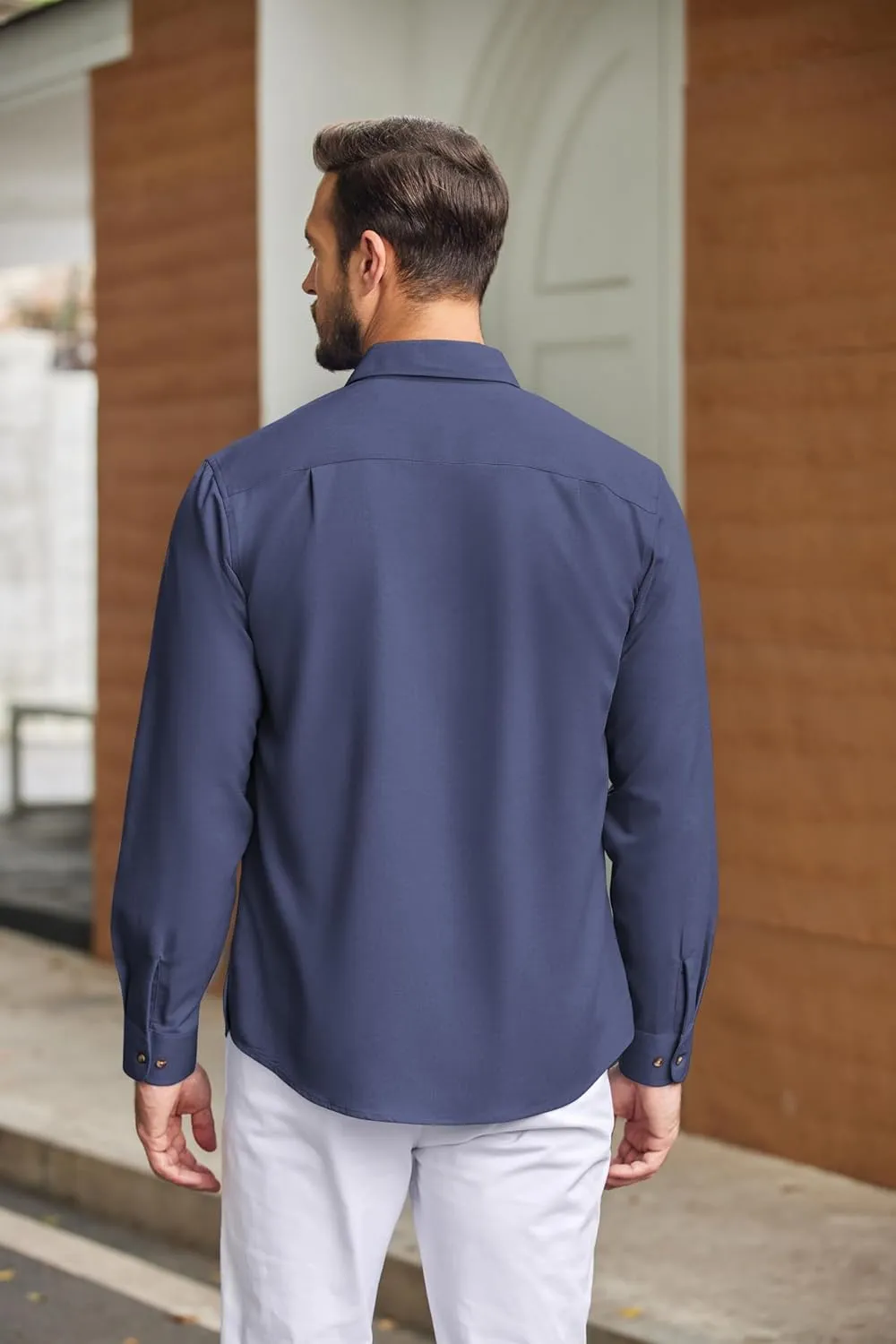 COOFANDY Mens Casual Button Down Shirts Long Sleeve Wrinkle-Free Shirt Lightweight Shirt Jacket