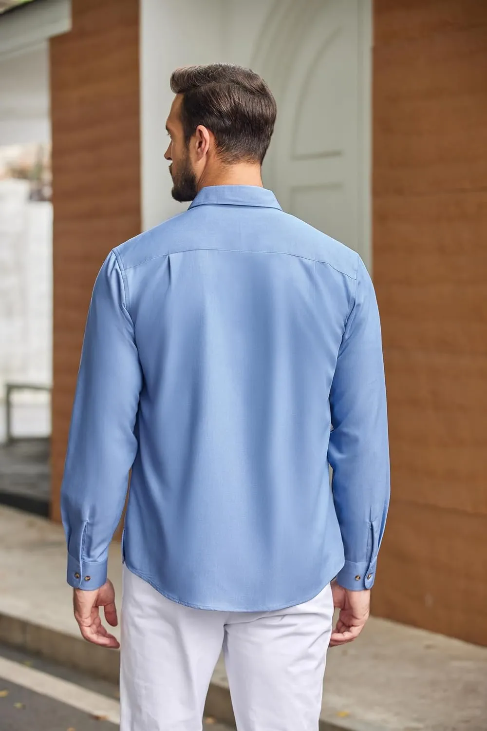 COOFANDY Mens Casual Button Down Shirts Long Sleeve Wrinkle-Free Shirt Lightweight Shirt Jacket