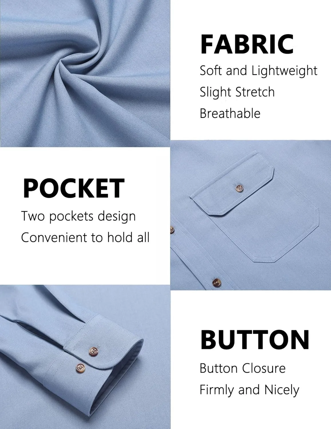 COOFANDY Mens Casual Button Down Shirts Long Sleeve Wrinkle-Free Shirt Lightweight Shirt Jacket