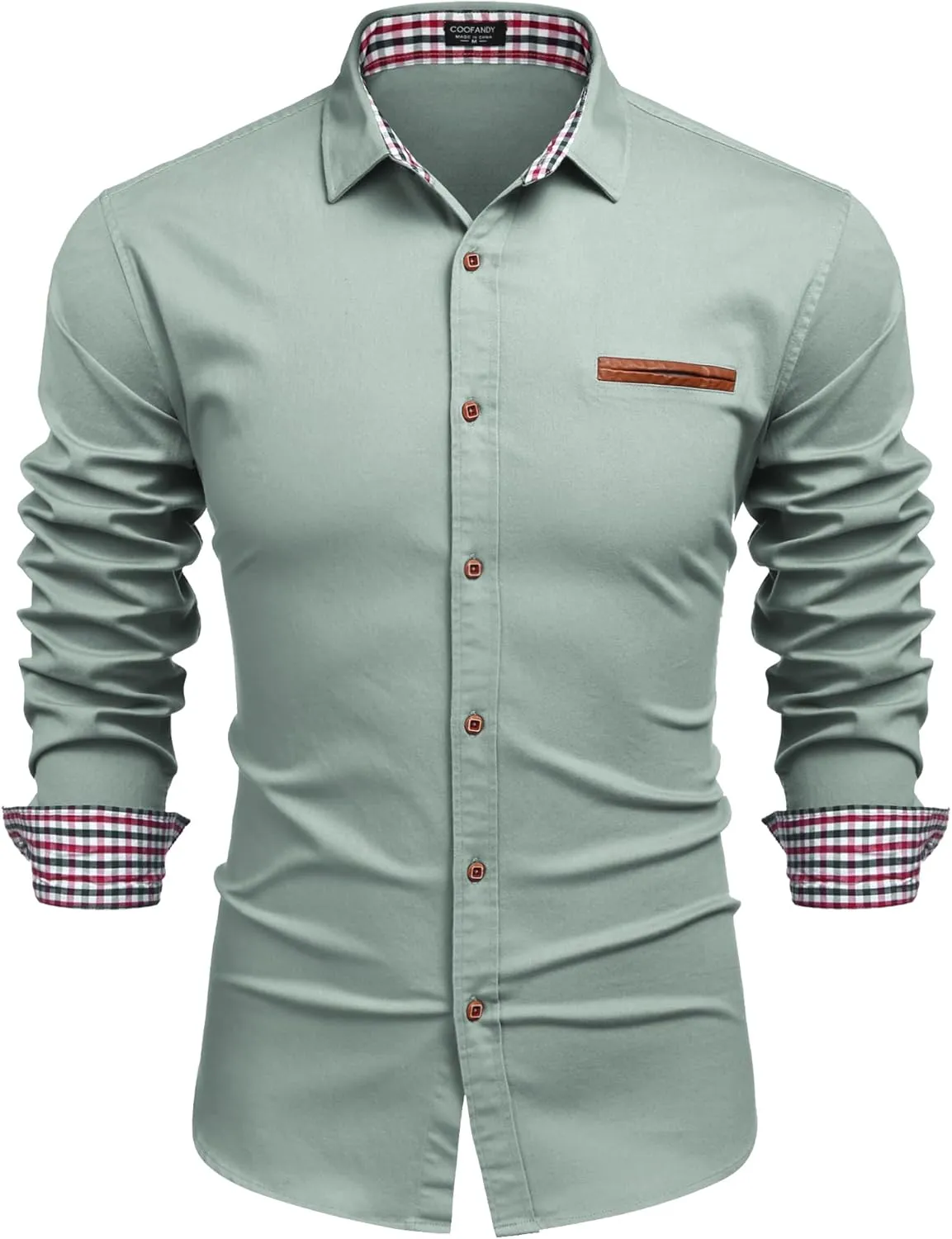 COOFANDY Men's Casual Dress Shirt Button Down Shirts Long-Sleeve Plaid Collar Denim Work Shirt