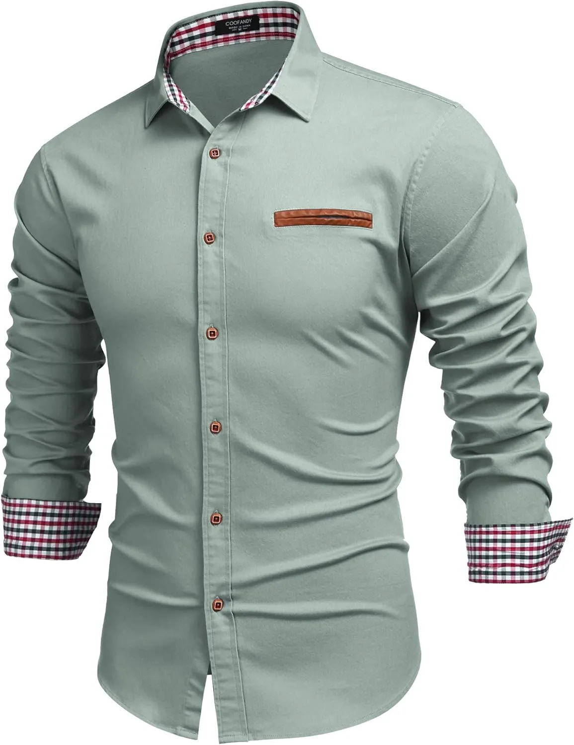 COOFANDY Men's Casual Dress Shirt Button Down Shirts Long-Sleeve Plaid Collar Denim Work Shirt
