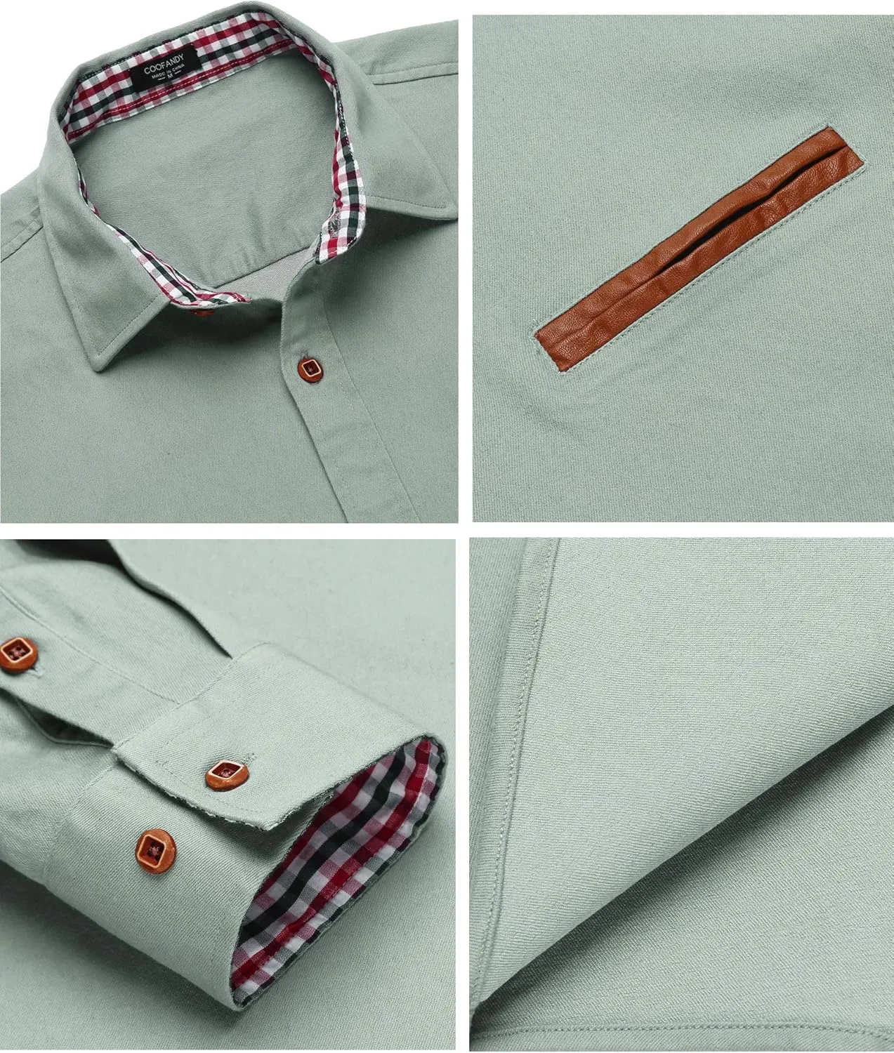 COOFANDY Men's Casual Dress Shirt Button Down Shirts Long-Sleeve Plaid Collar Denim Work Shirt