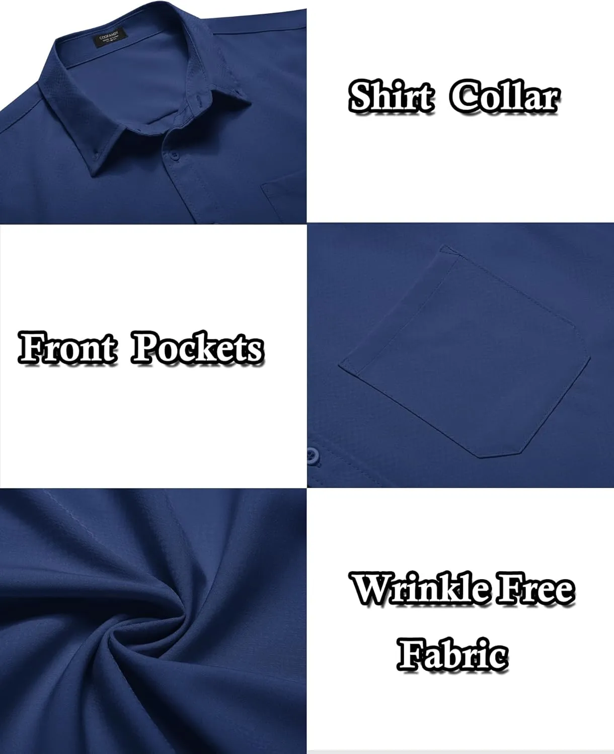 COOFANDY Mens Casual Dress Shirt Short Sleeve Wrinkle Free Dress Shirt Business Casual Shirts
