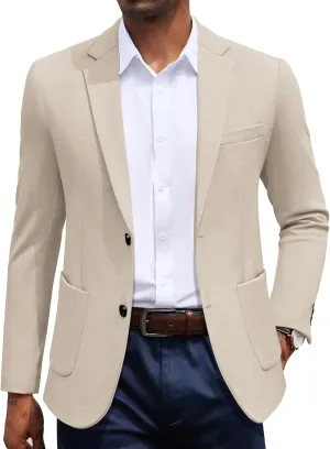 COOFANDY Men's Casual Knit Blazer Slim Fit Sport Coat Stretch Two Button Suit Jacket