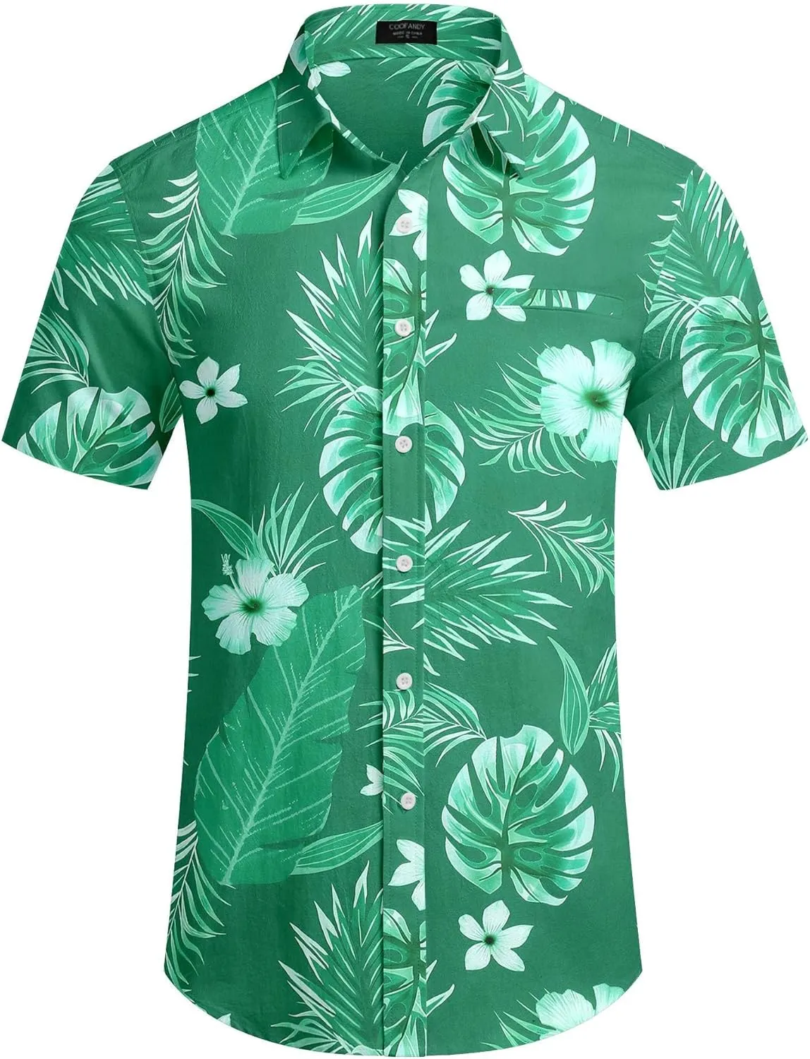 COOFANDY Mens Casual Linen Shirt Short Sleeve Button Down Shirt Summer Beach Hawaiian Shirts