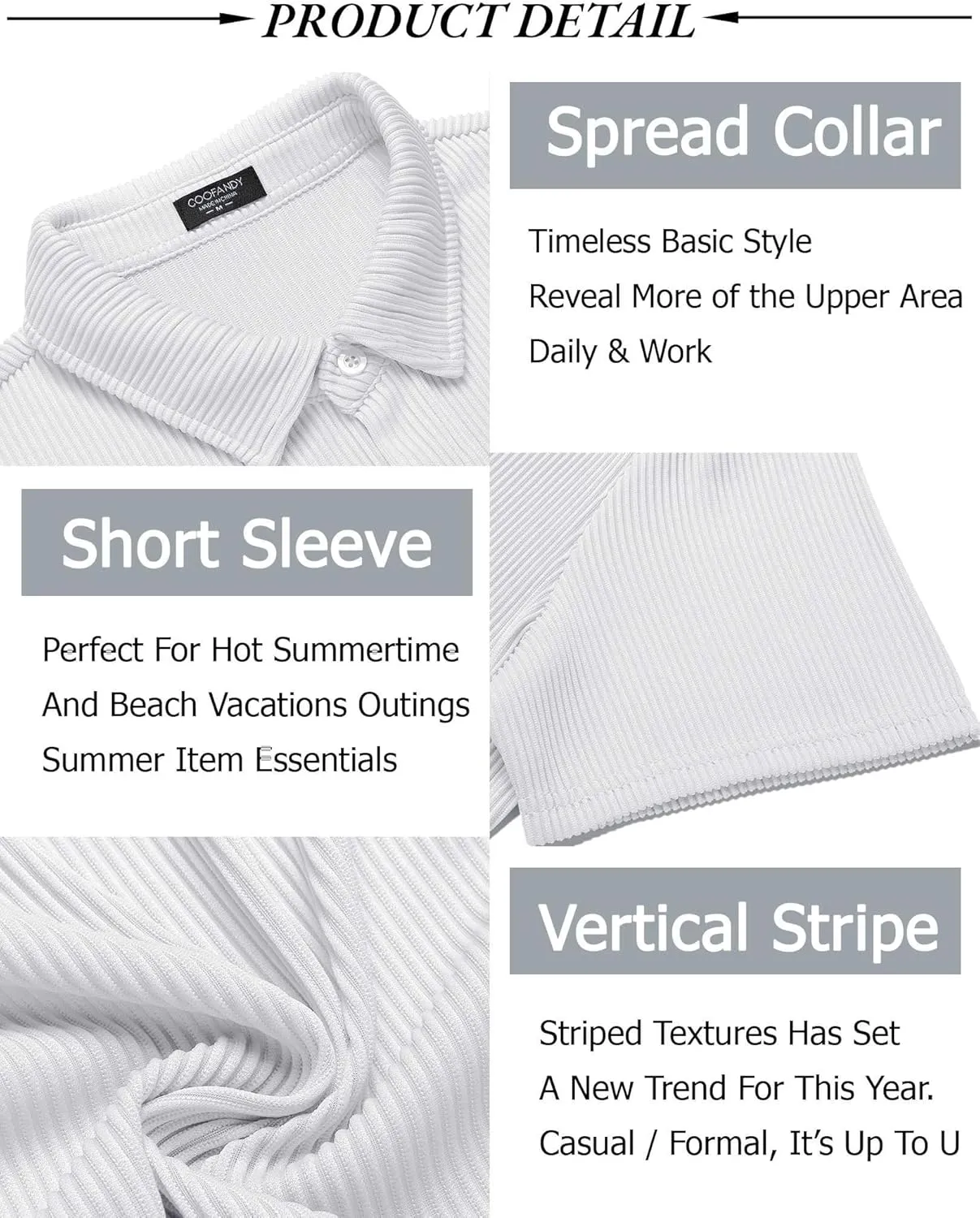 COOFANDY Men's Casual Shirts Short Sleeve Button Down Shirt for Men Wedding Beach Fashion Shirt