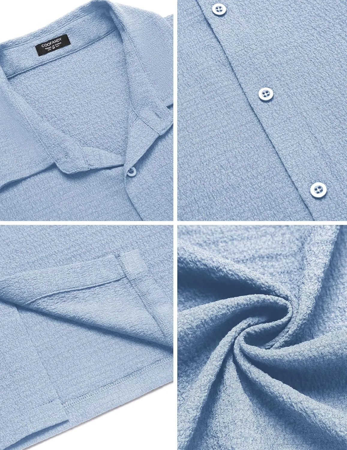COOFANDY Men's Casual Short Sleeve Button Down Shirt Textured Summer Beach Shirt
