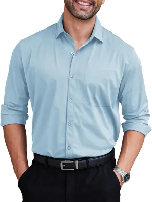 COOFANDY Mens Dress Shirts Long Sleeve Wrinkle Free Shirt Textured Business Casual Button Down Shirt