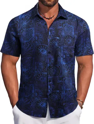 COOFANDY Men's Hawaiian Tropical Shirt Button Down Short Sleeve Vintage Floral Shirt