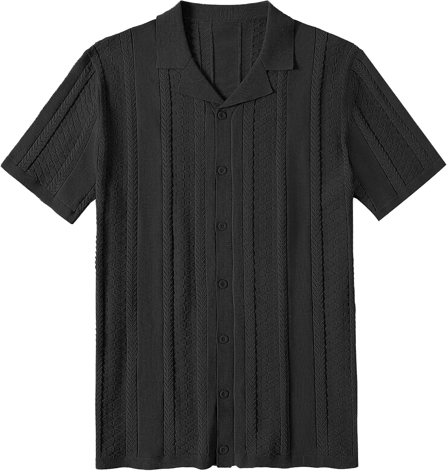 COOFANDY Men's Knit Shirts Vintage Short Sleeve Button Down Shirt Casual Summer Beach Shirt