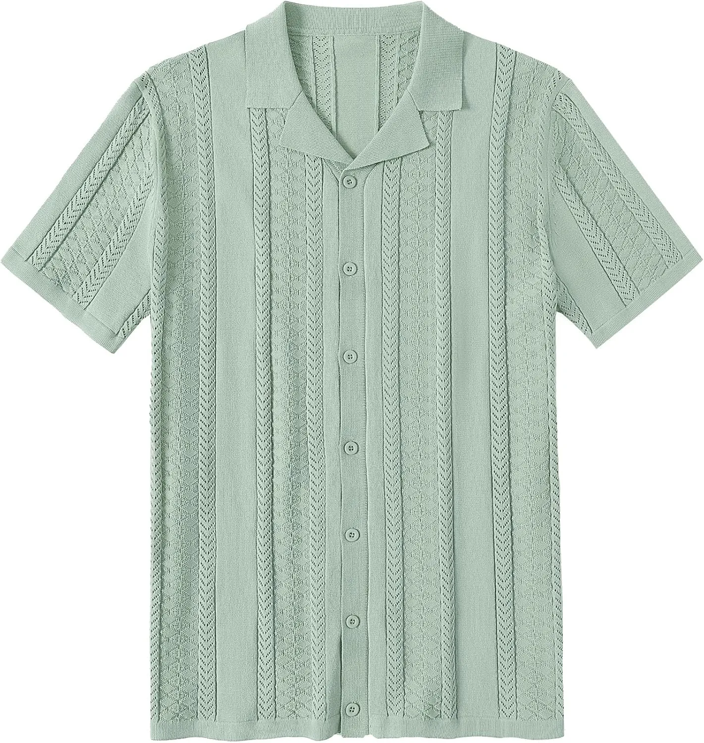 COOFANDY Men's Knit Shirts Vintage Short Sleeve Button Down Shirt Casual Summer Beach Shirt