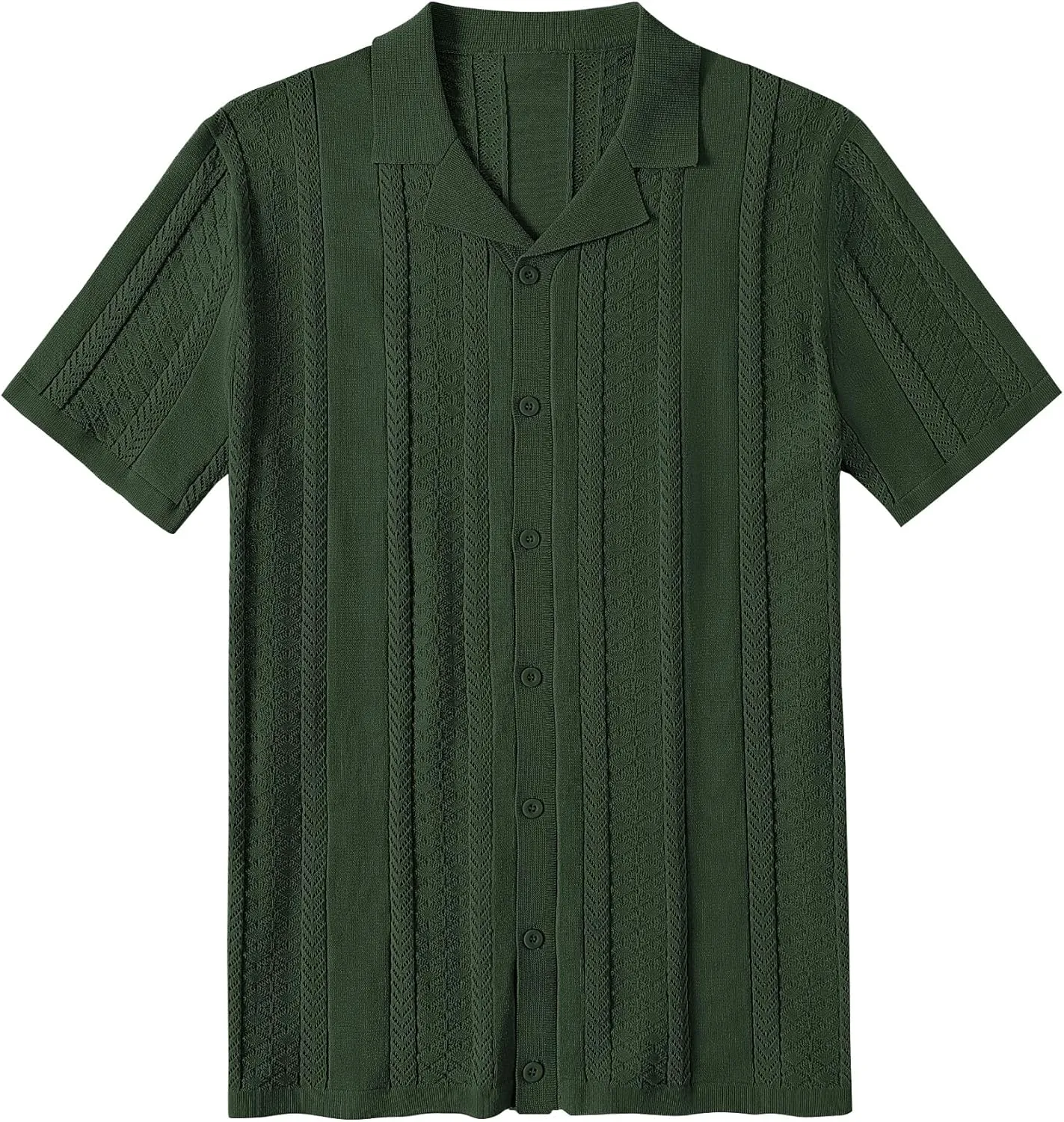 COOFANDY Men's Knit Shirts Vintage Short Sleeve Button Down Shirt Casual Summer Beach Shirt