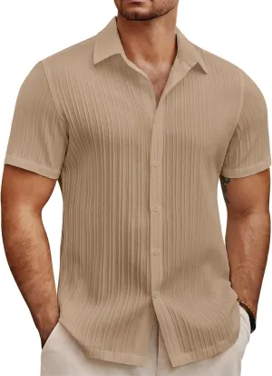 COOFANDY Men's Summer Beach Vacation Shirt Casual Short Sleeve Button Down Shirt for Men