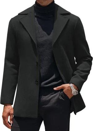 COOFANDY Mens Trench Coat Notched Collar Single Breasted Peacoat Winter Overcoat With Pockets