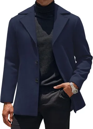 COOFANDY Mens Trench Coat Notched Collar Single Breasted Peacoat Winter Overcoat With Pockets