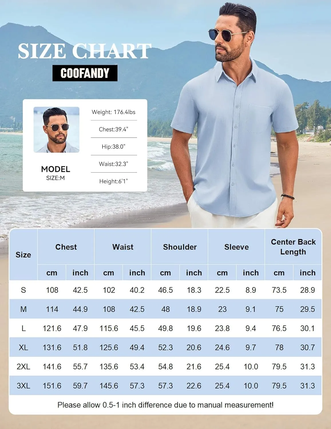 COOFANDY Shirts for Men Short Sleeve Button Down Shirt Casual Summer Beach Shirt