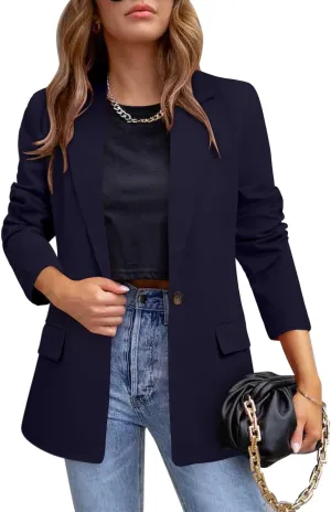 CRAZY GRID Womens Casual Blazer Jacket Long Sleeve Open Front Work Office Blazer Lapel Button Jacket