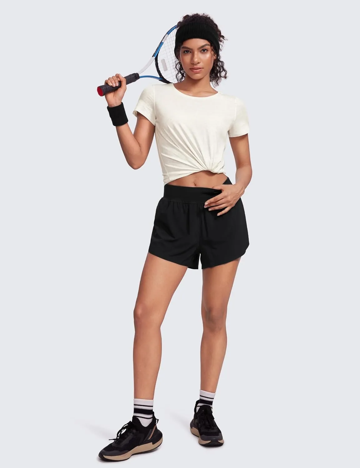 CRZ YOGA Pima Cotton Womens Short Sleeve Shirt Loose Yoga T-Shirt Casual Tops