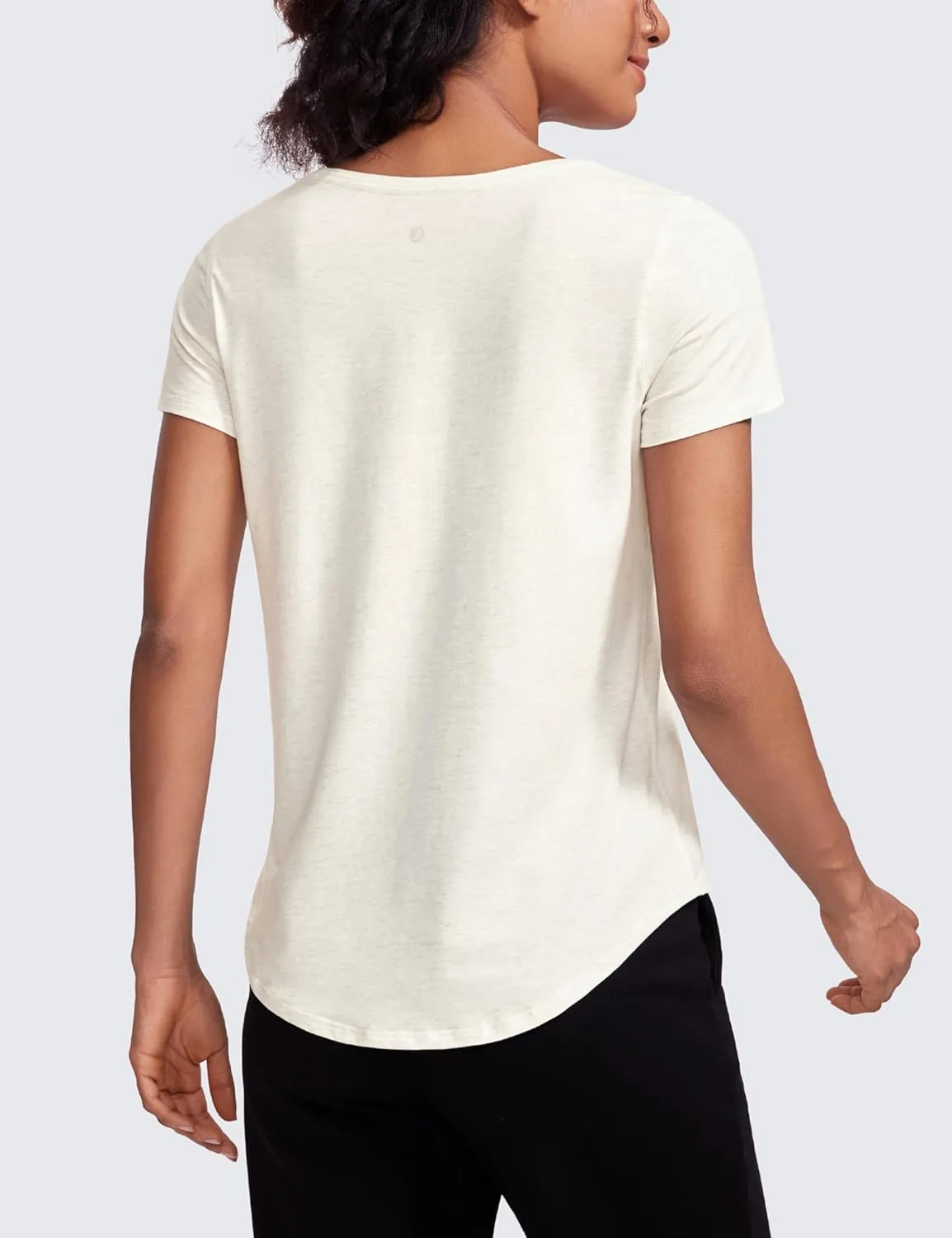 CRZ YOGA Pima Cotton Womens Short Sleeve Shirt Loose Yoga T-Shirt Casual Tops