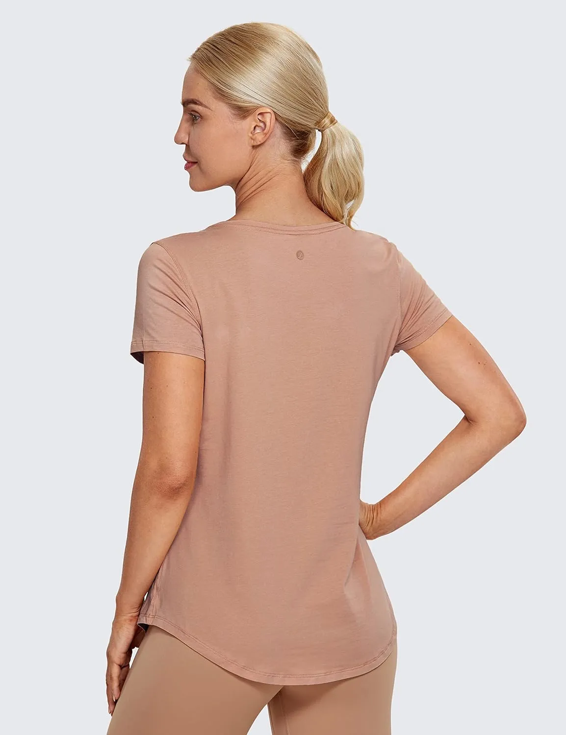 CRZ YOGA Pima Cotton Womens Short Sleeve Shirt Loose Yoga T-Shirt Casual Tops