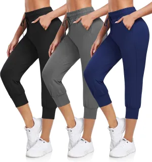 DHSO 3 Pack Sweatpants for Women-Womens Joggers with Pockets Athletic Leggings for Workout Yoga Running Pants Trousers