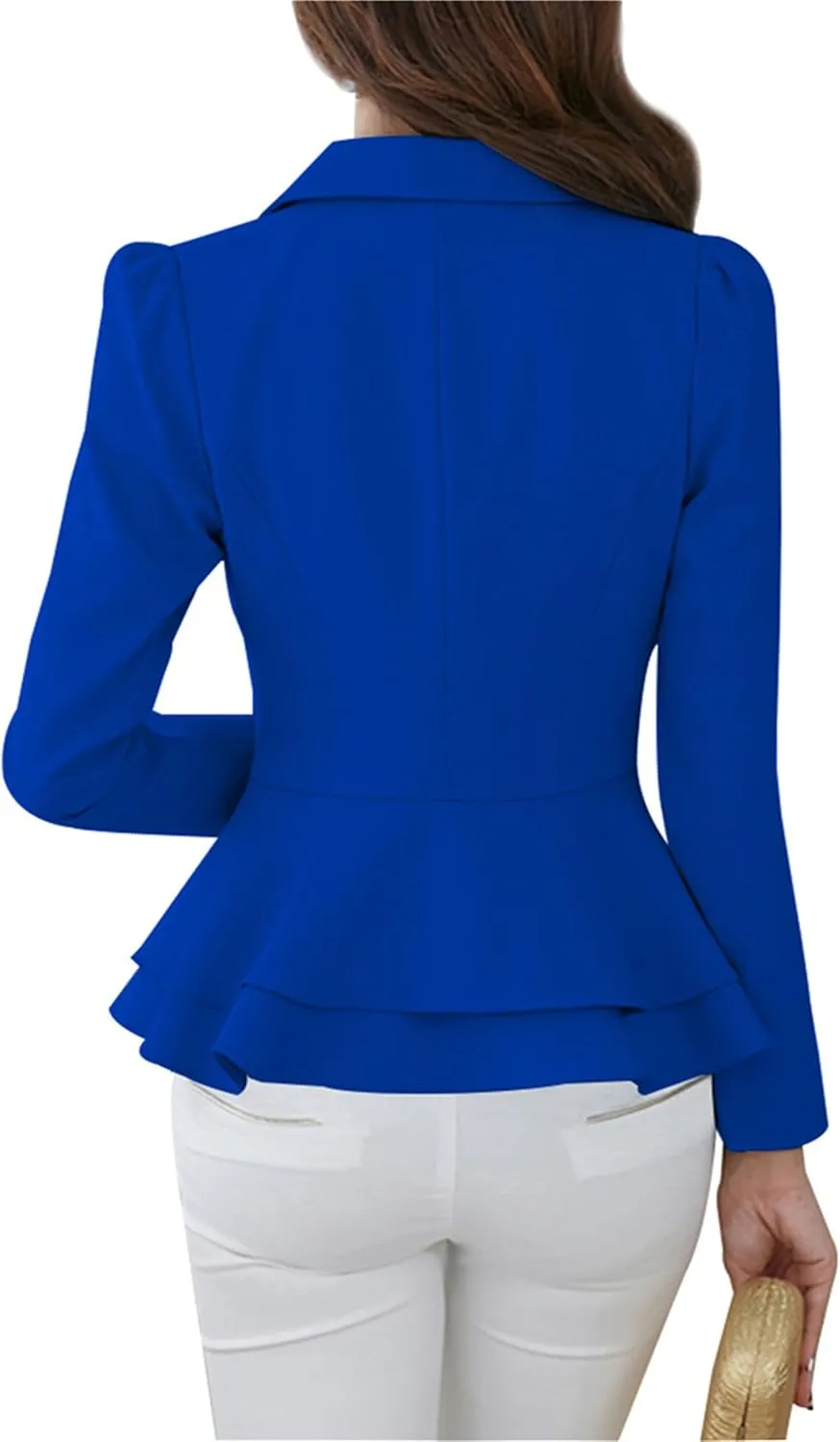 DIACACY Womens Button Down Open Front Blazer Long Sleeve Jacket Solid Color Plus Size Office Coat Blazer