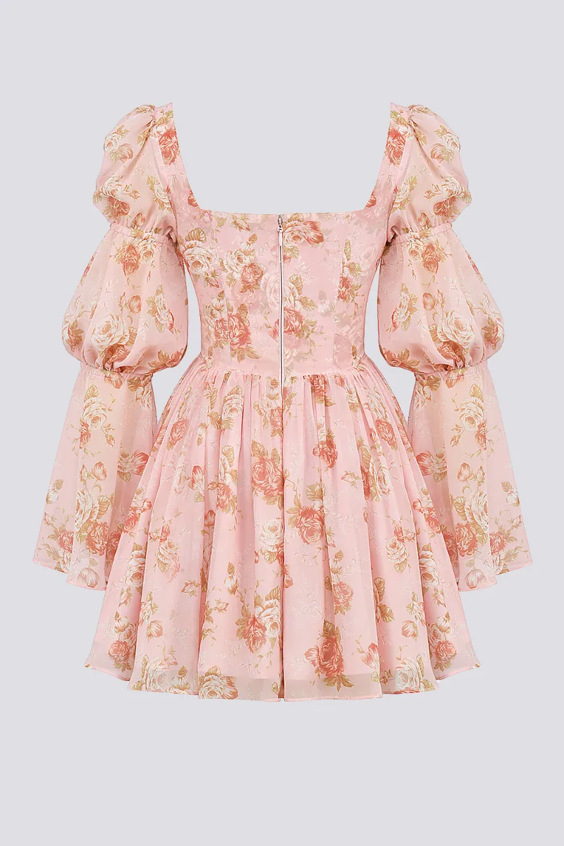Divine Floral Square Neck Mini Dress