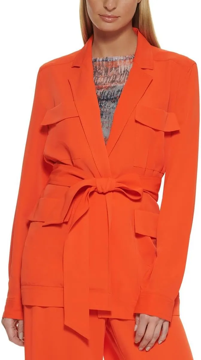 DKNY Women's Belted Blazer Everyday Layering Jacket