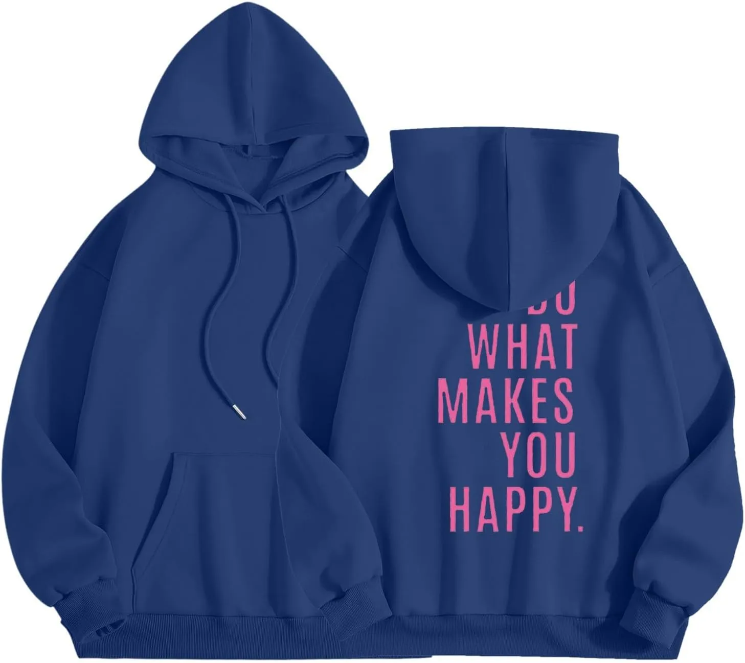 Do What Makes You Happy Print Sweatshirts Womens Oversized Hoodies Long Sleeve Pullover Tops Drawstring Pocket Outfits