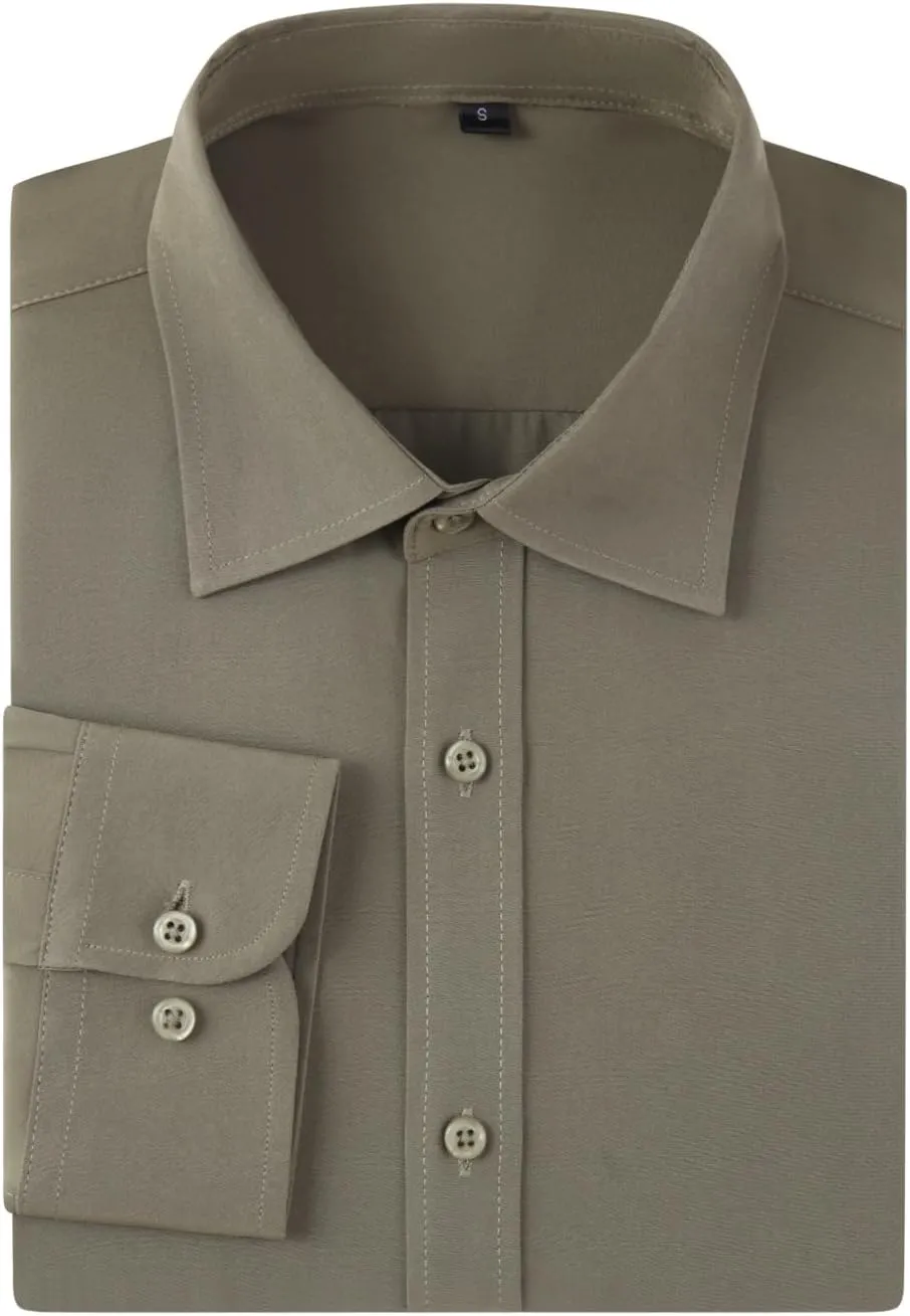 Dress Shirts for Men's Long Sleeve Button Down Shirt Slim Fit Business Formal Stretch Shirt