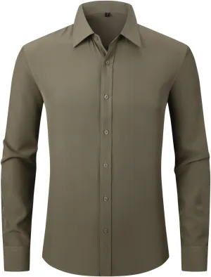 Dress Shirts for Men's Long Sleeve Button Down Shirt Slim Fit Business Formal Stretch Shirt