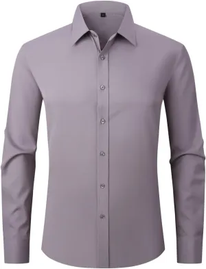 Dress Shirts for Men's Long Sleeve Button Down Shirt Slim Fit Business Formal Stretch Shirt