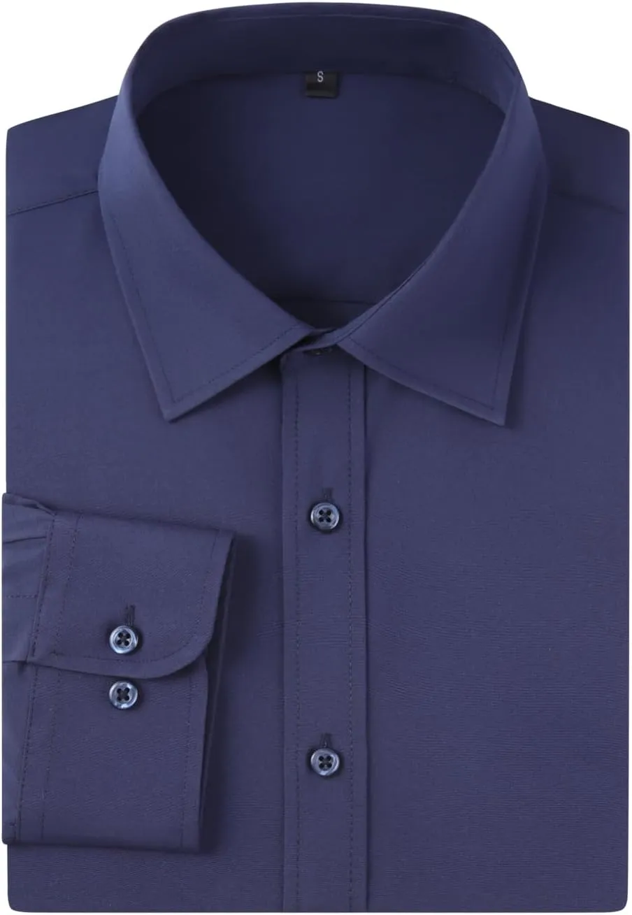Dress Shirts for Men's Long Sleeve Button Down Shirt Slim Fit Business Formal Stretch Shirt