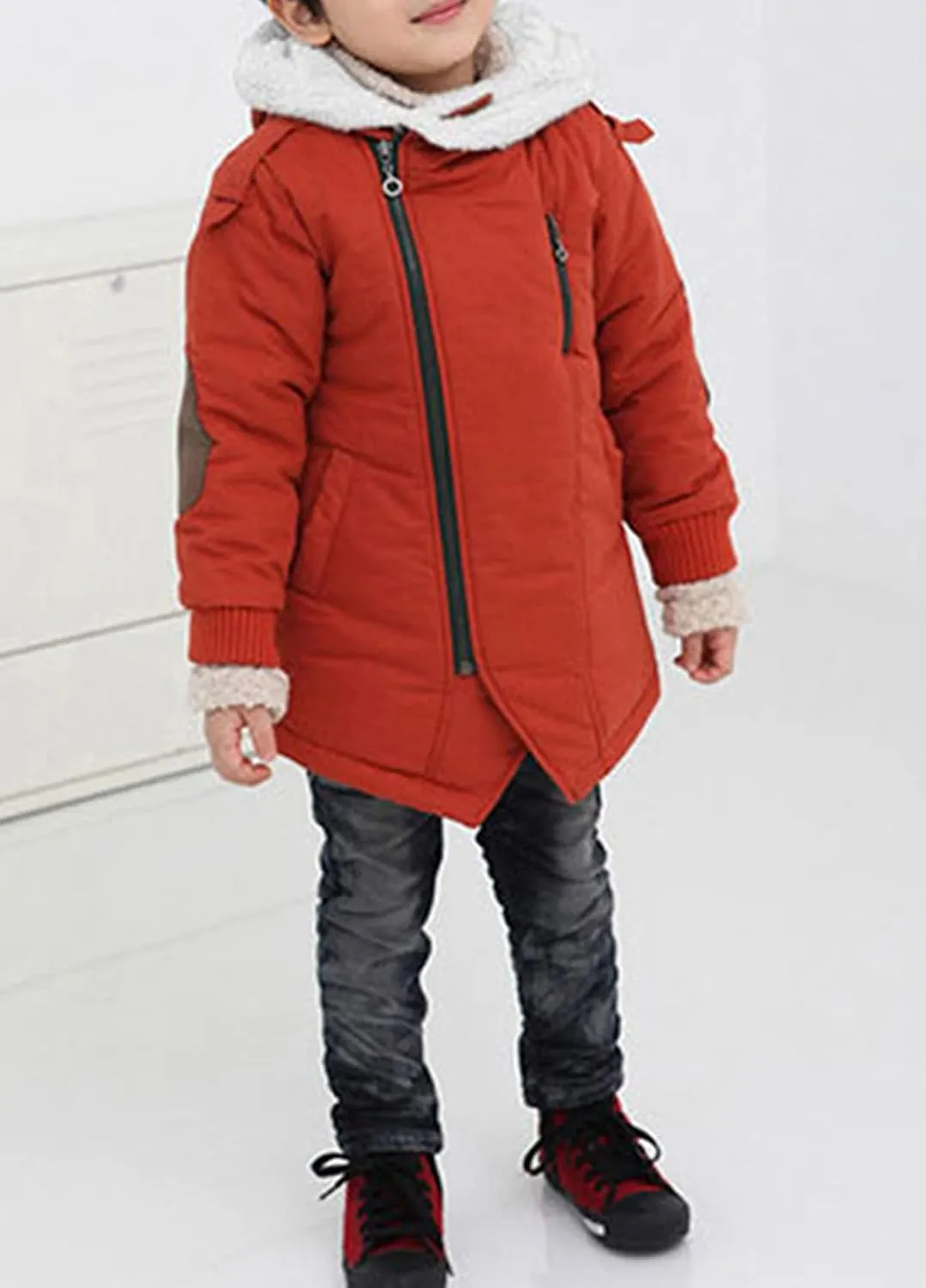 EISHOW Kids Boys Winter Fleece Down Jackets,1-10Y Children Warm Cotton-Padded Parka Jacket Thick Hooded Coat Zipper Outwear