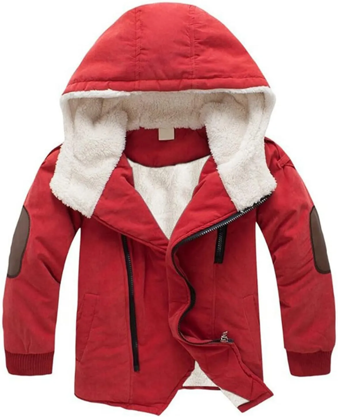 EISHOW Kids Boys Winter Fleece Down Jackets,1-10Y Children Warm Cotton-Padded Parka Jacket Thick Hooded Coat Zipper Outwear