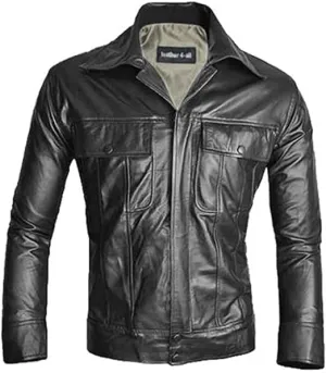 Elvis Comeback Special Leather Classic Shirt Jacket | Popstar Jacket | The Elvis Shirt Style Leather Jacket