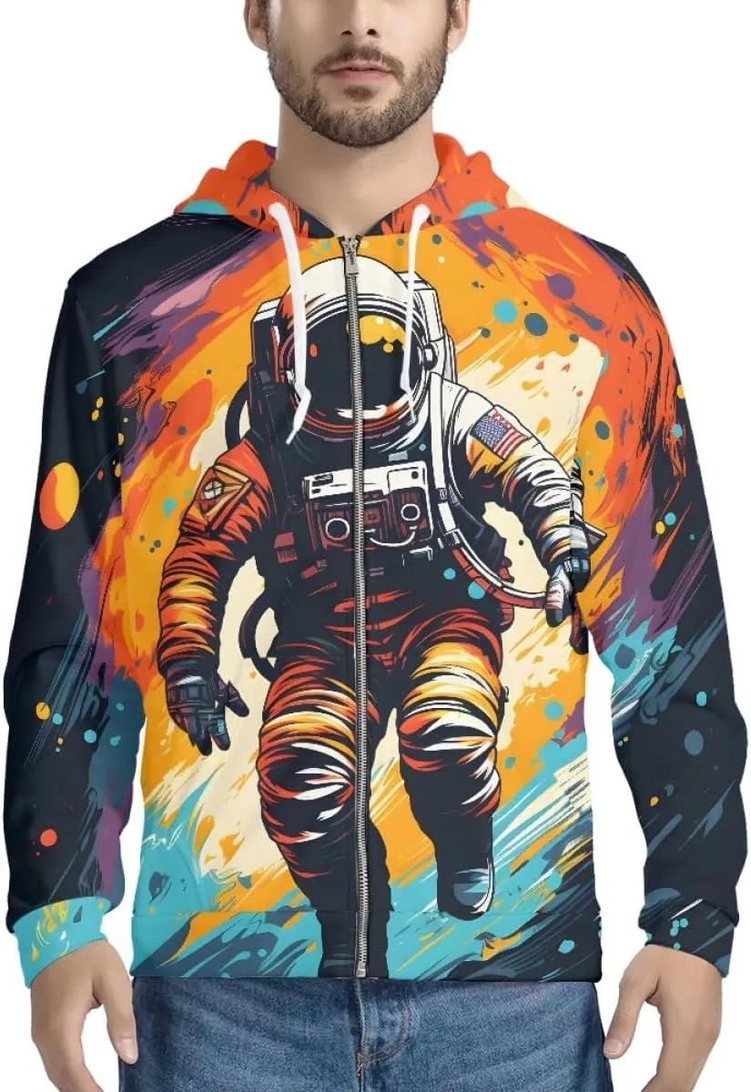 ENLACHIC Unisex Adult Novelty Graphic Hoodies 3D Animal Print Zip up Hoodie Pullover Sweatshirt Pockets