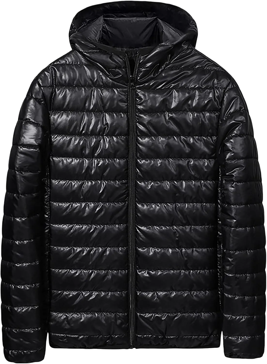 evzosrz Mens Down Jackets with Hood Lightweight Puffer Jacket Zip Warm Packable Winter Hoodies Coats Padded Bubble Outwear