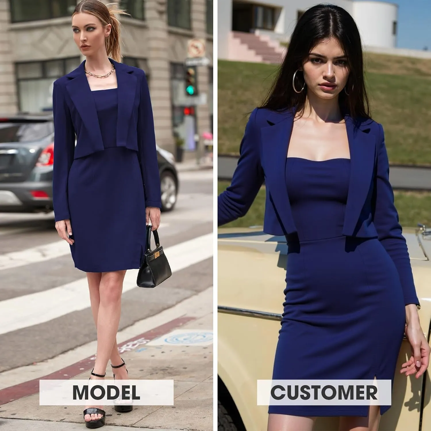 EXLURA Women's Professional Business Lightweight Blazer Dress Suit Sets 2 Piece Work Office Fashion Outfits