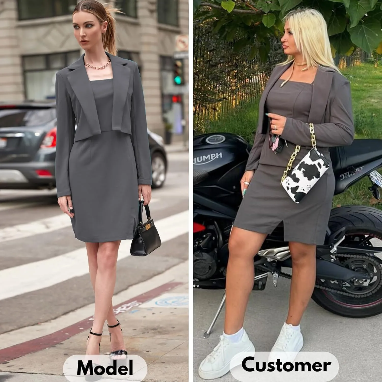 EXLURA Women's Professional Business Lightweight Blazer Dress Suit Sets 2 Piece Work Office Fashion Outfits