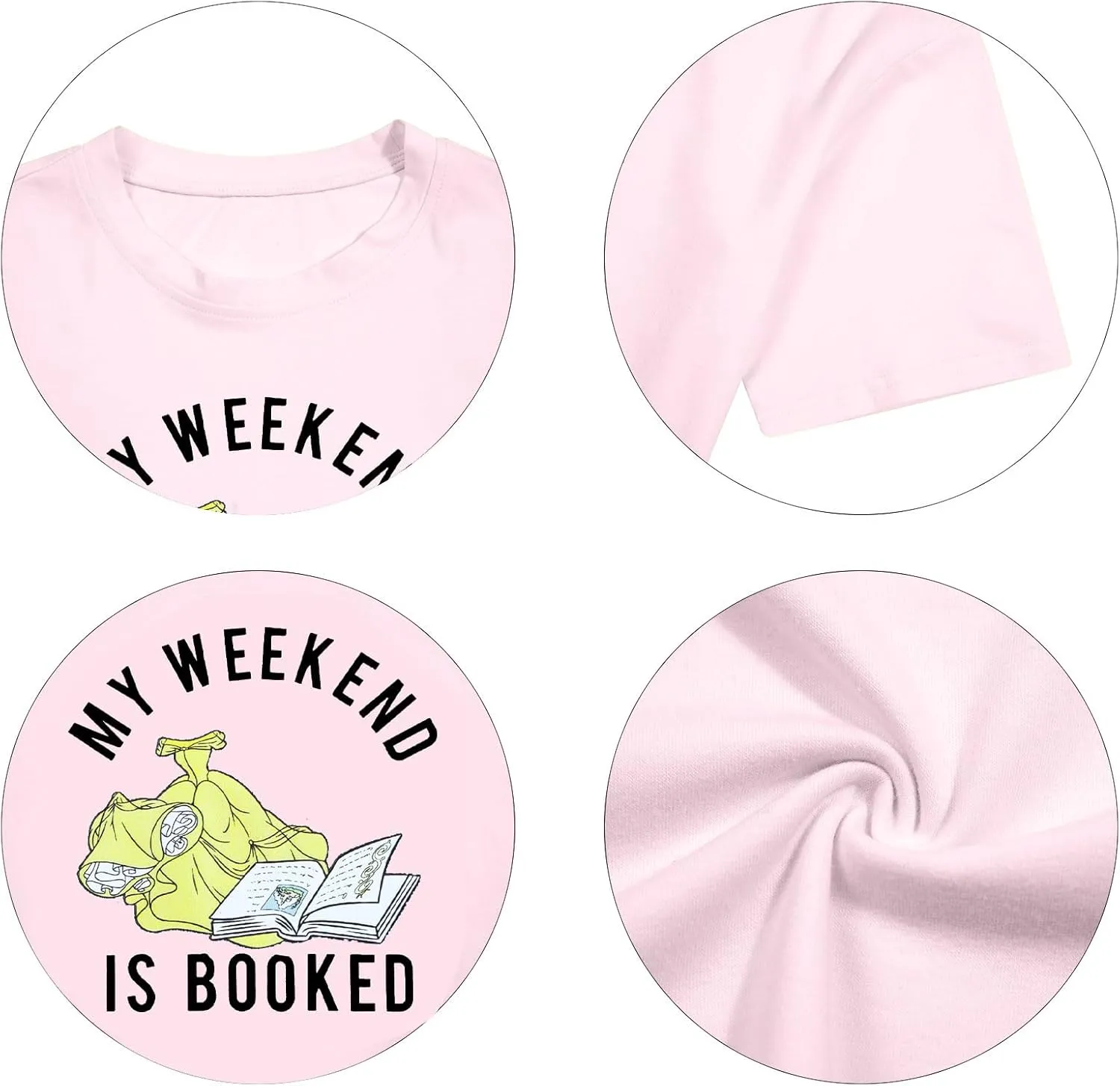 FLOYU Women Belle's Book Shop Shirt Princess Belle T-Shirt Book Lover Tops Casual Magic Kingdom Short Sleeve Shirt