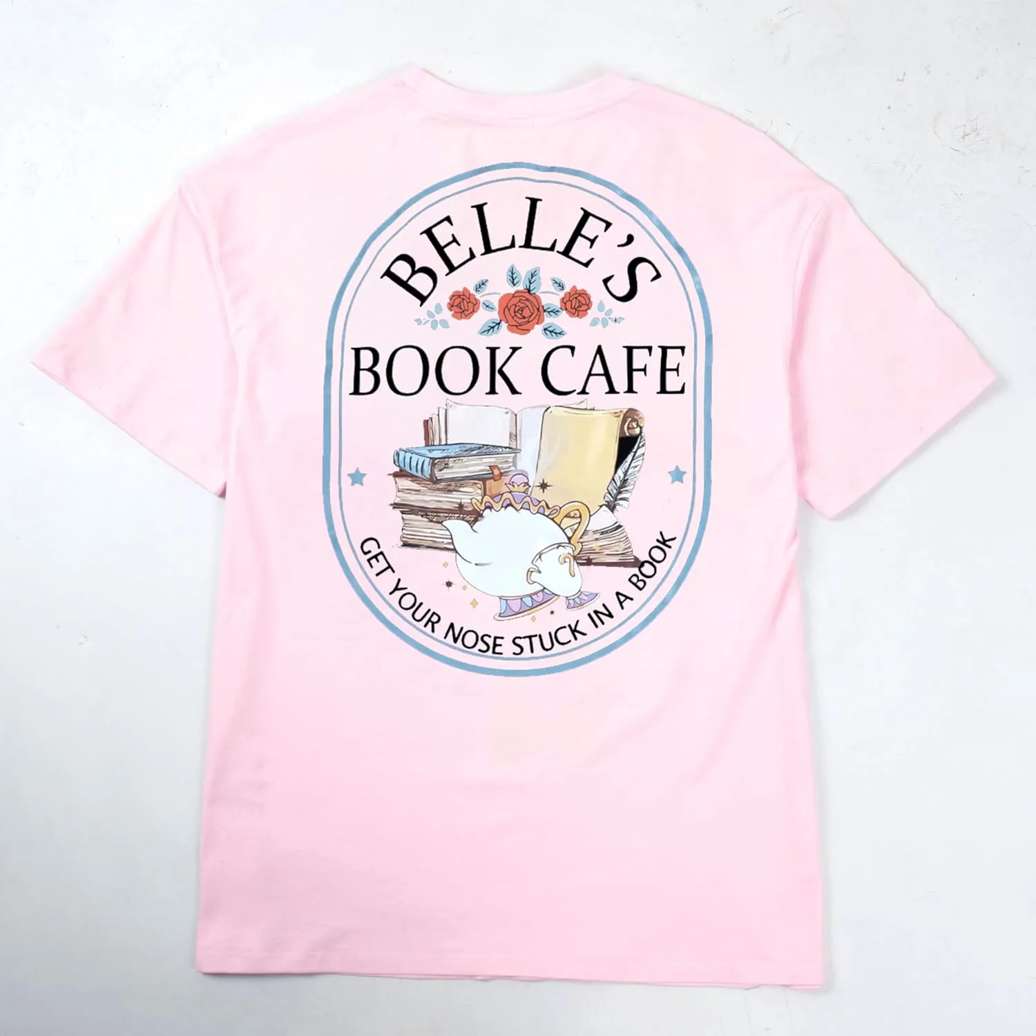 FLOYU Women Belle's Book Shop Shirt Princess Belle T-Shirt Book Lover Tops Casual Magic Kingdom Short Sleeve Shirt